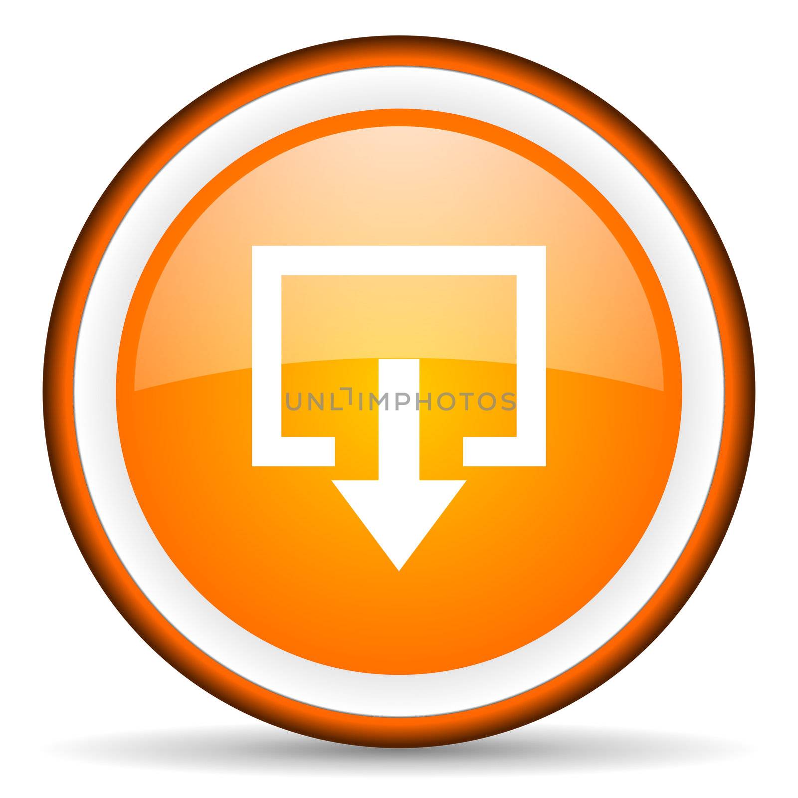 exit orange glossy circle icon on white background