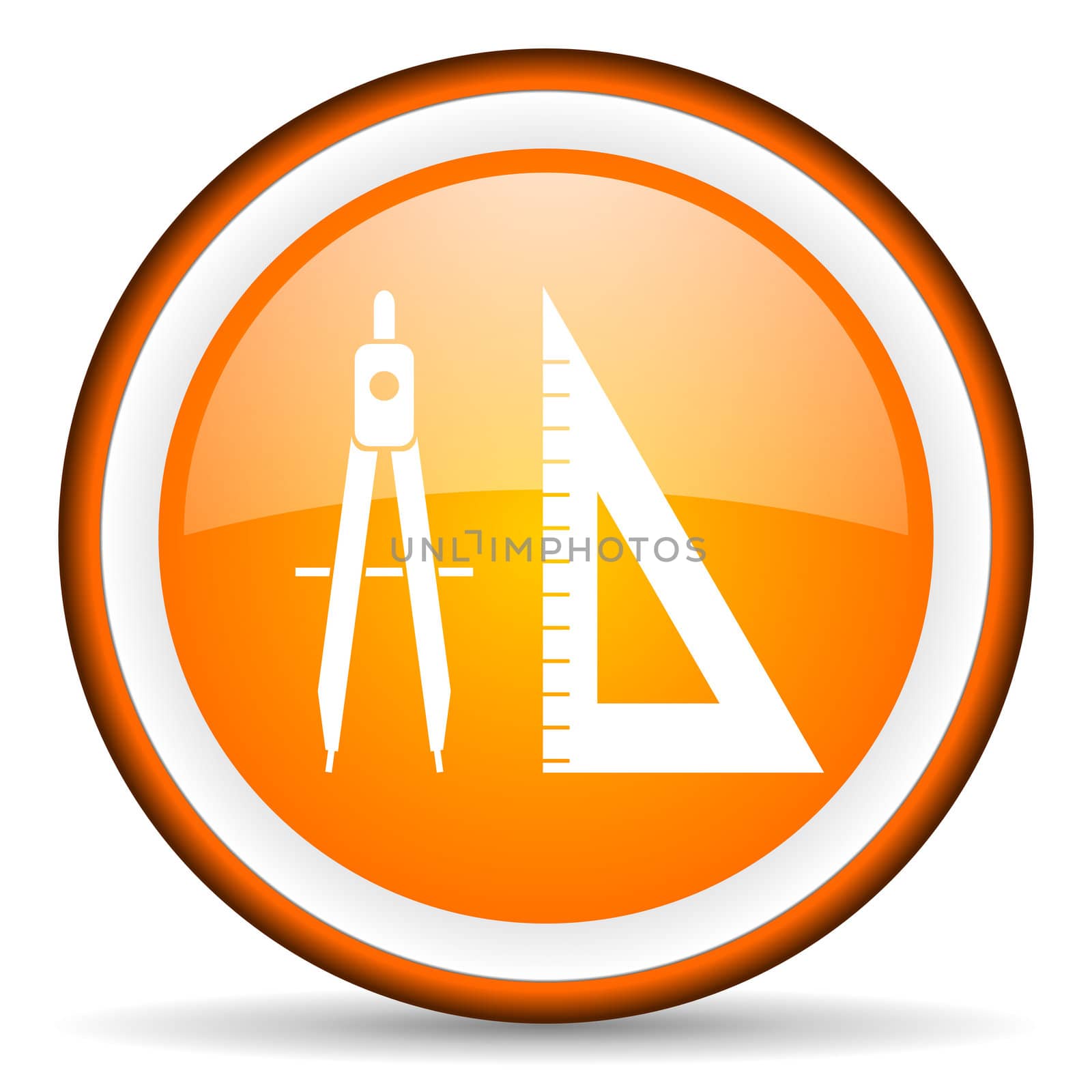 e-learning orange glossy circle icon on white background