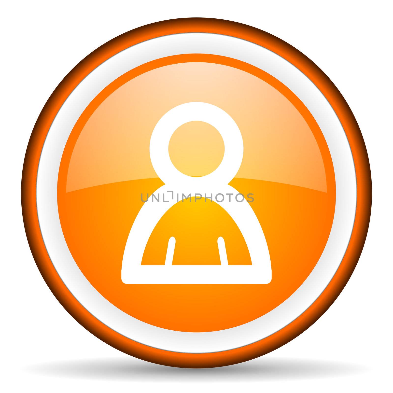 contact orange glossy circle icon on white background