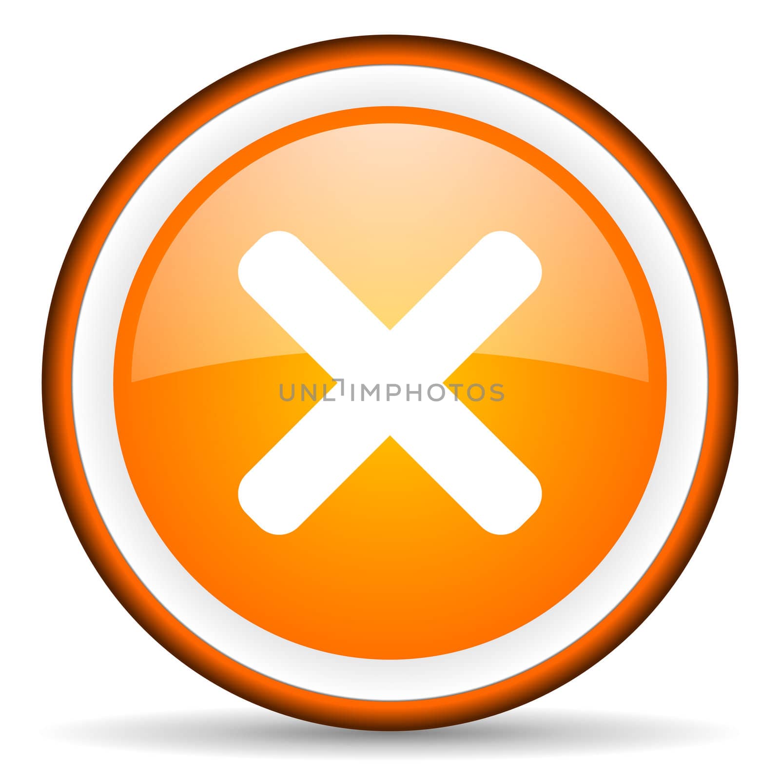 cancel orange glossy circle icon on white background