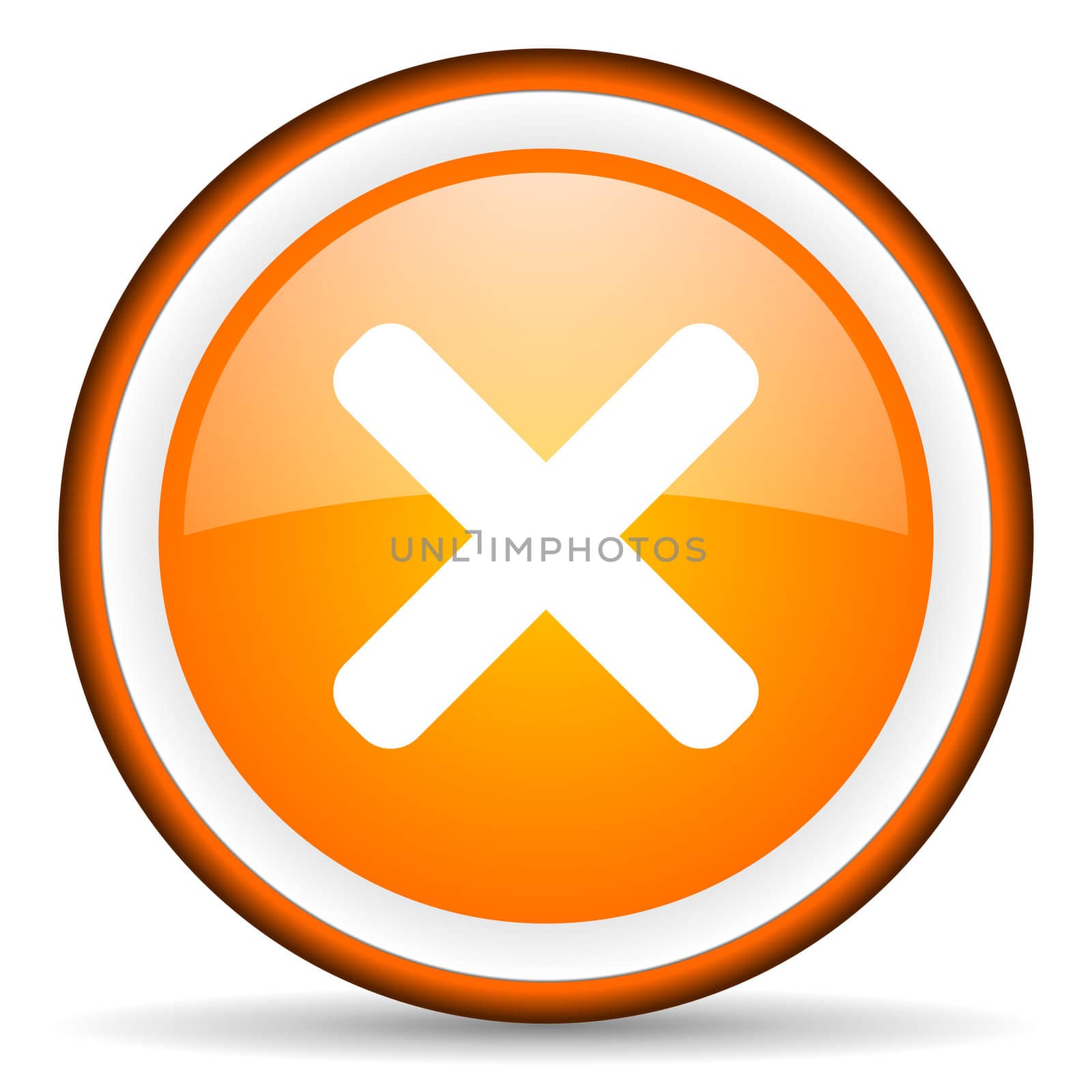 cancel orange glossy circle icon on white background