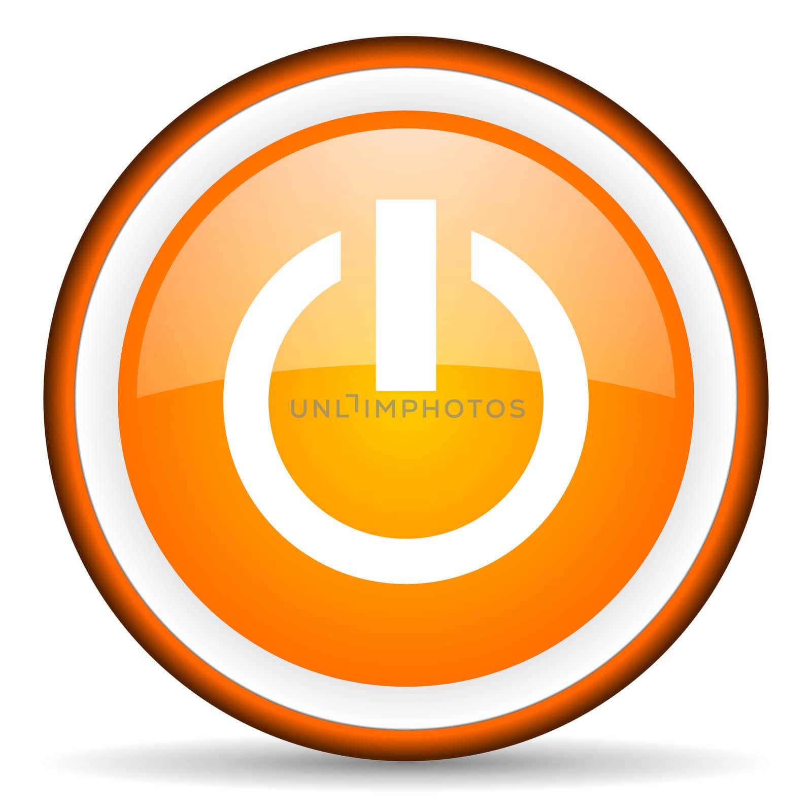 power orange glossy circle icon on white background