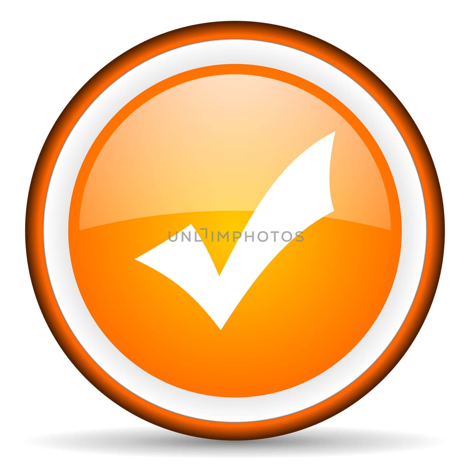 accept orange glossy circle icon on white background