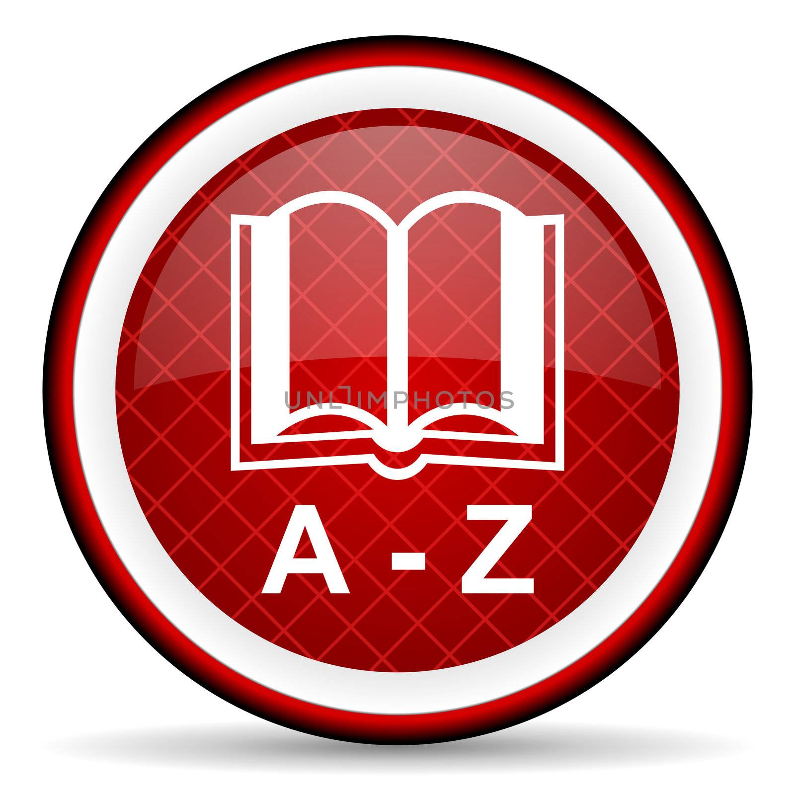 dictionary red glossy icon on white background
