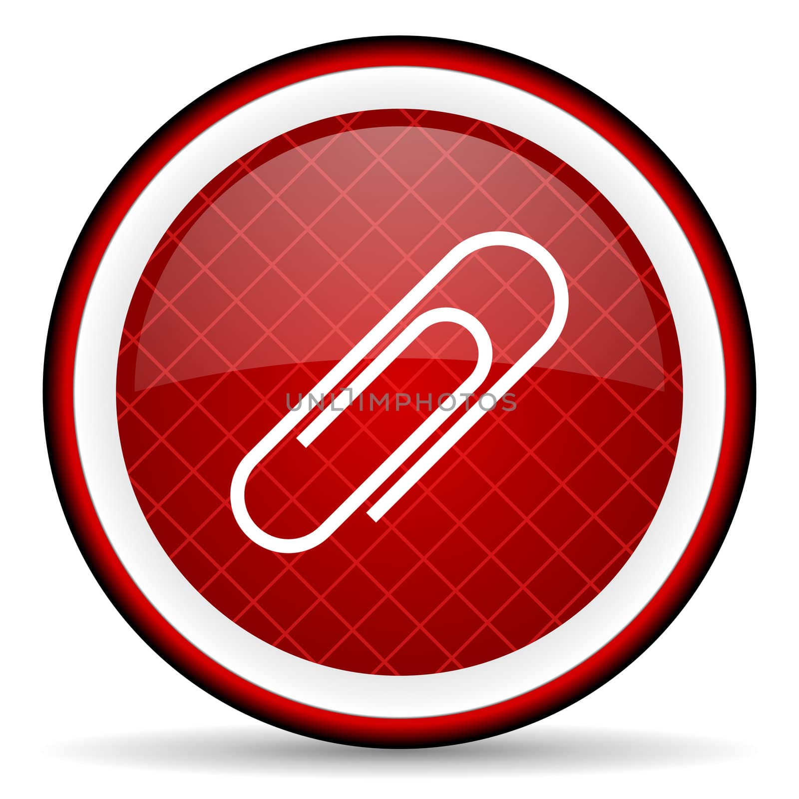 paper clip red glossy icon on white background