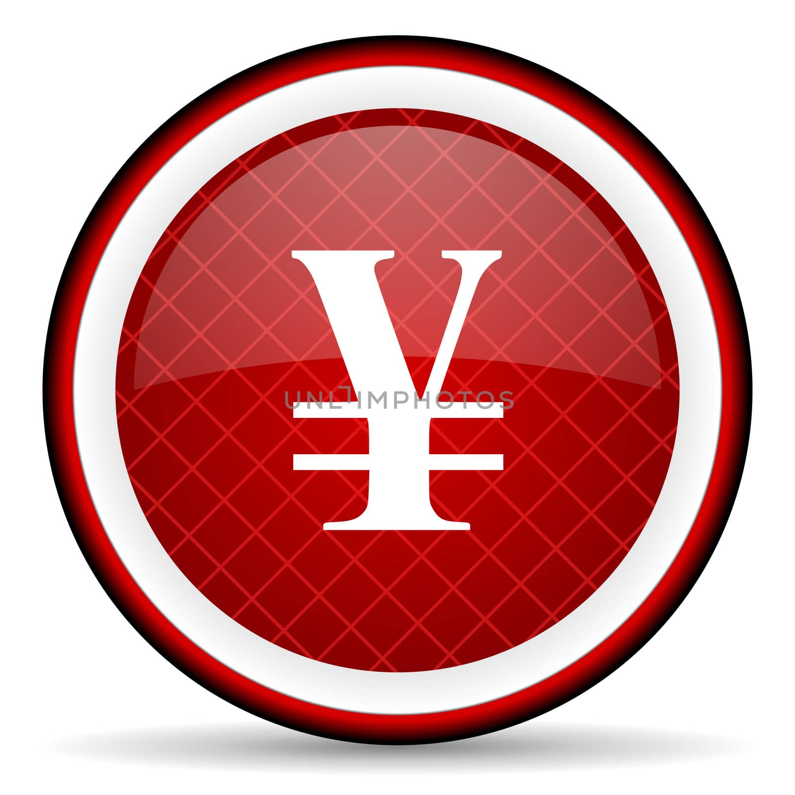 yen red glossy icon on white background
