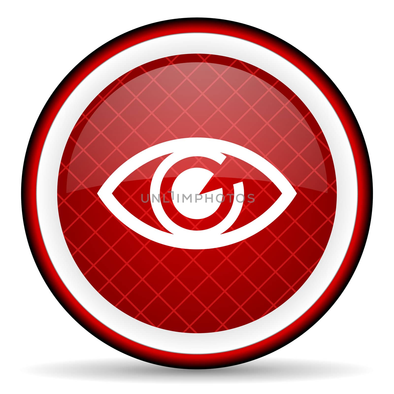 eye red glossy icon on white background