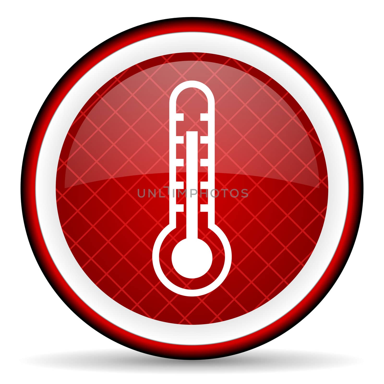 thermometer red glossy icon on white background