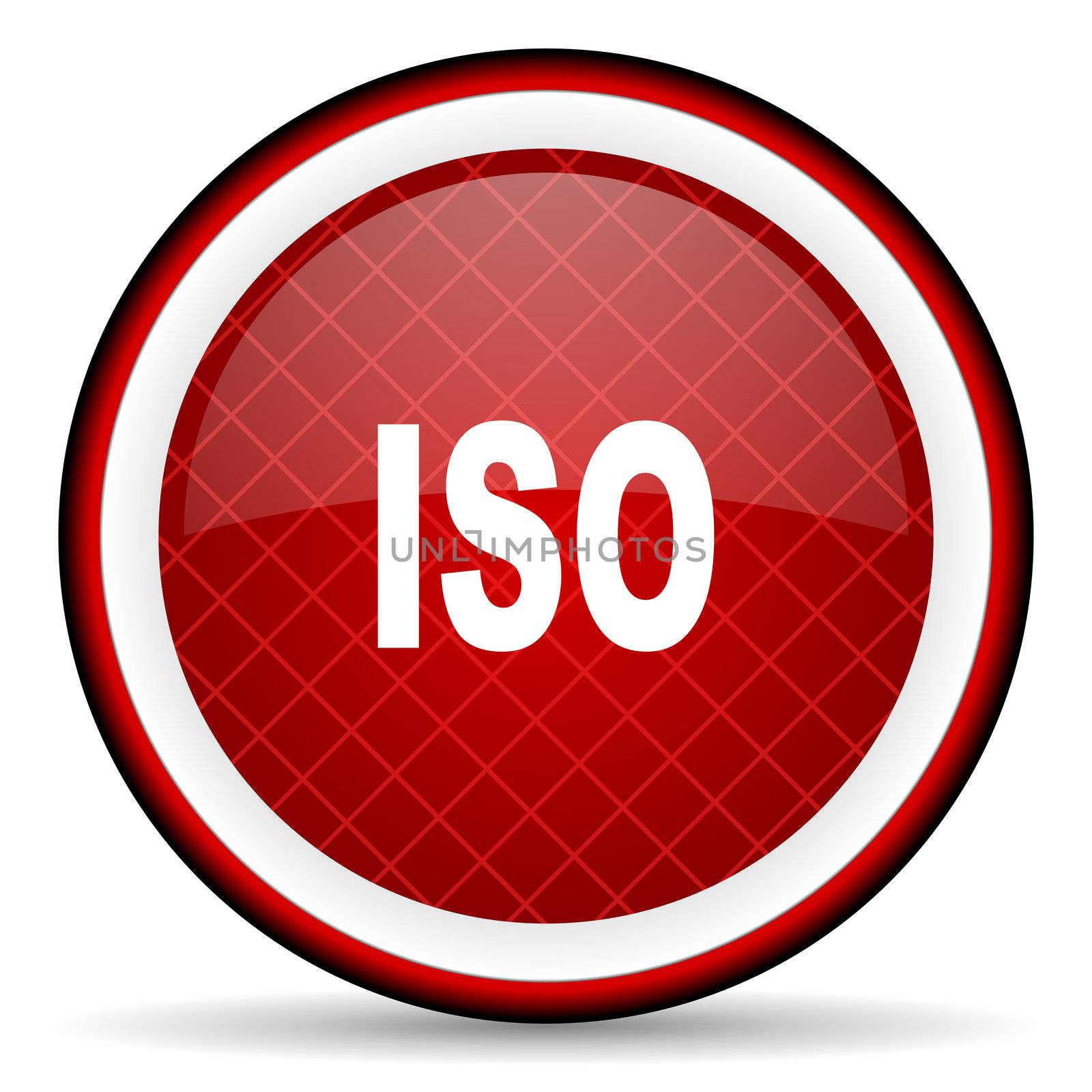 iso red glossy icon on white background