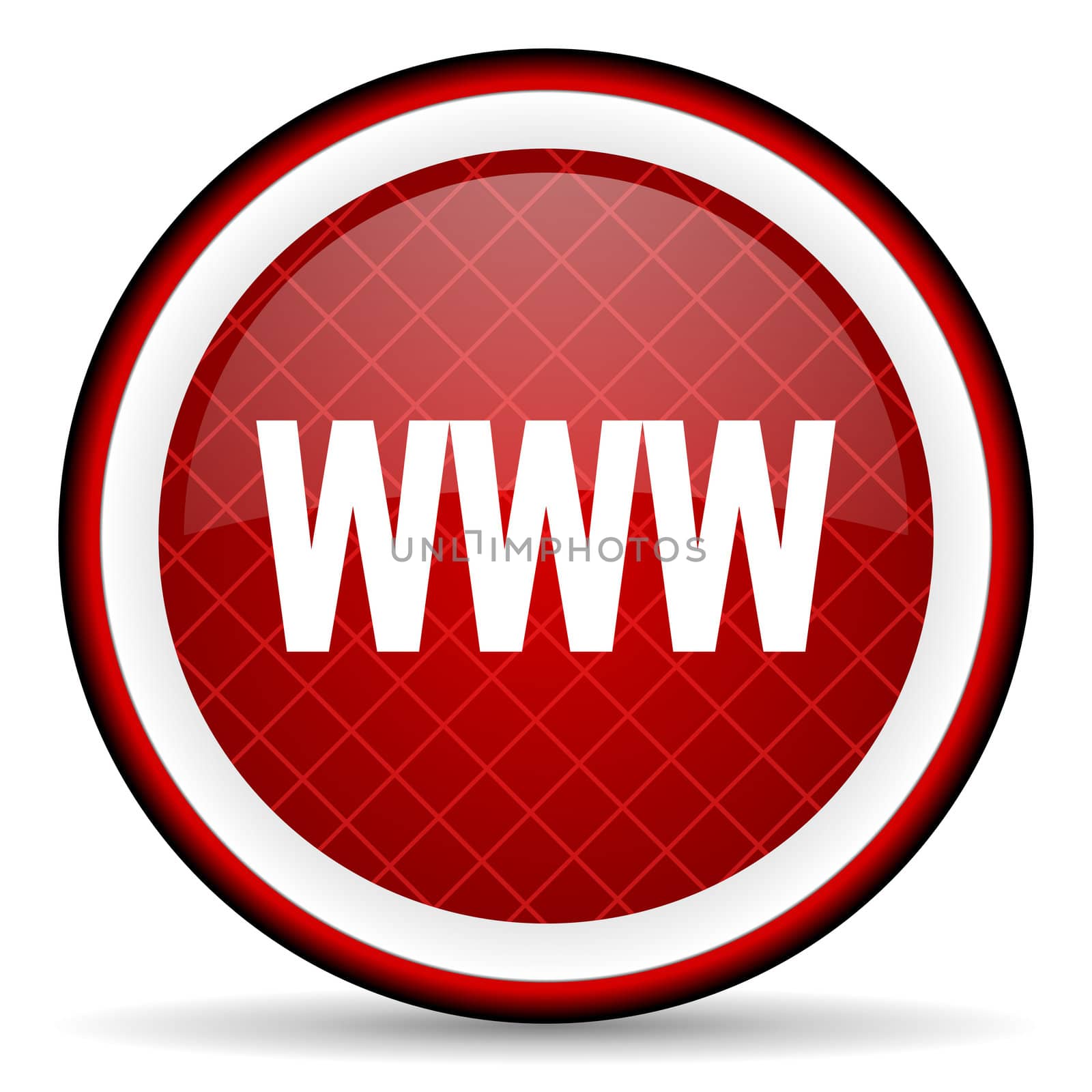 www red glossy icon on white background