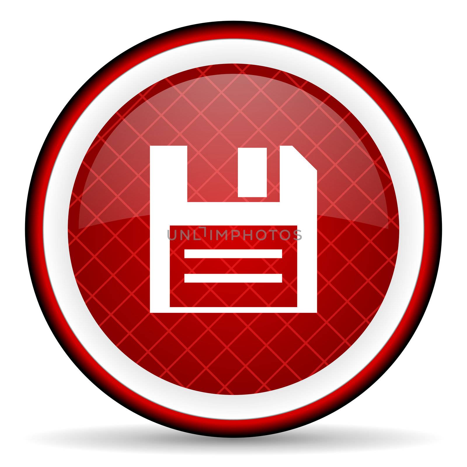 disk red glossy icon on white background