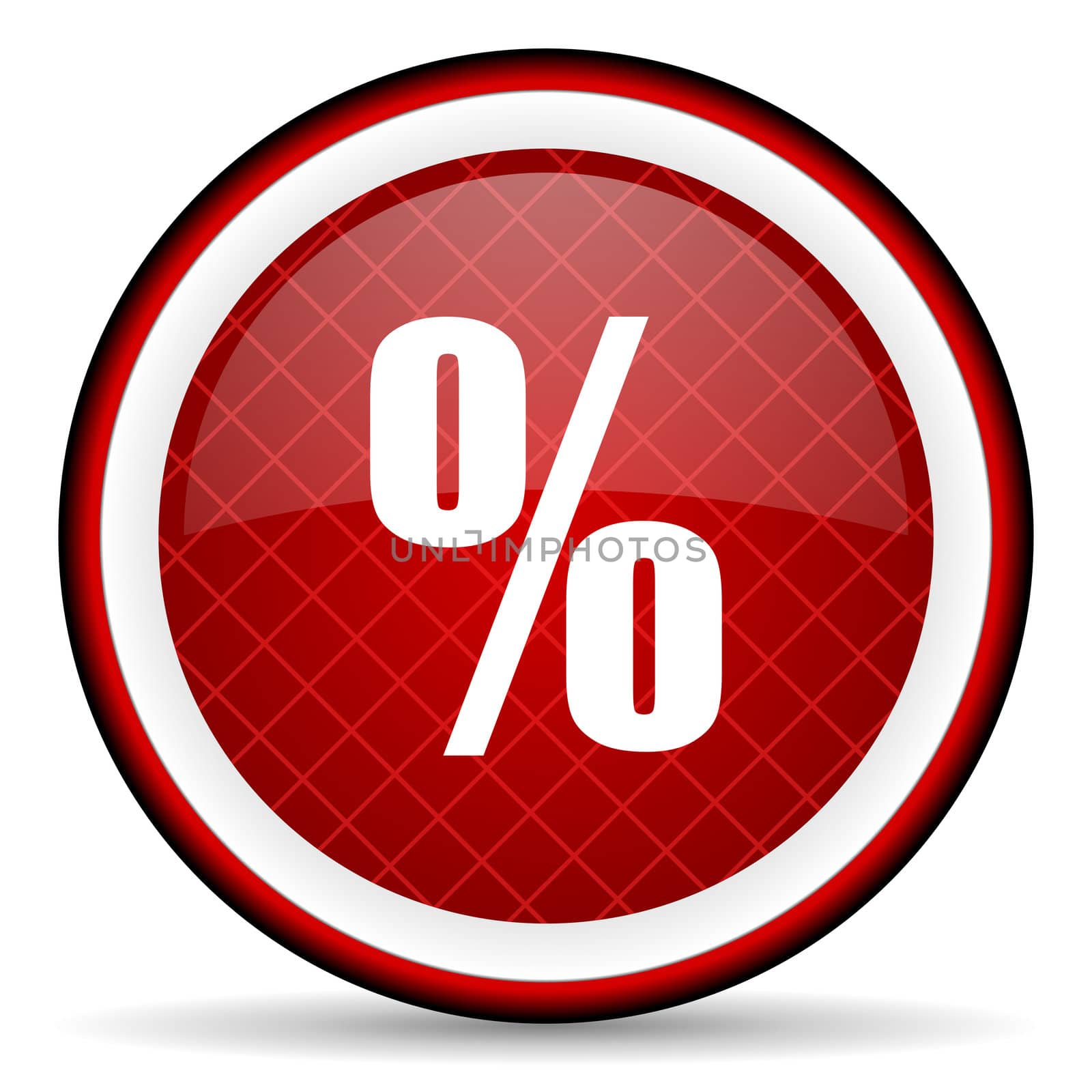 percent red glossy icon on white background
