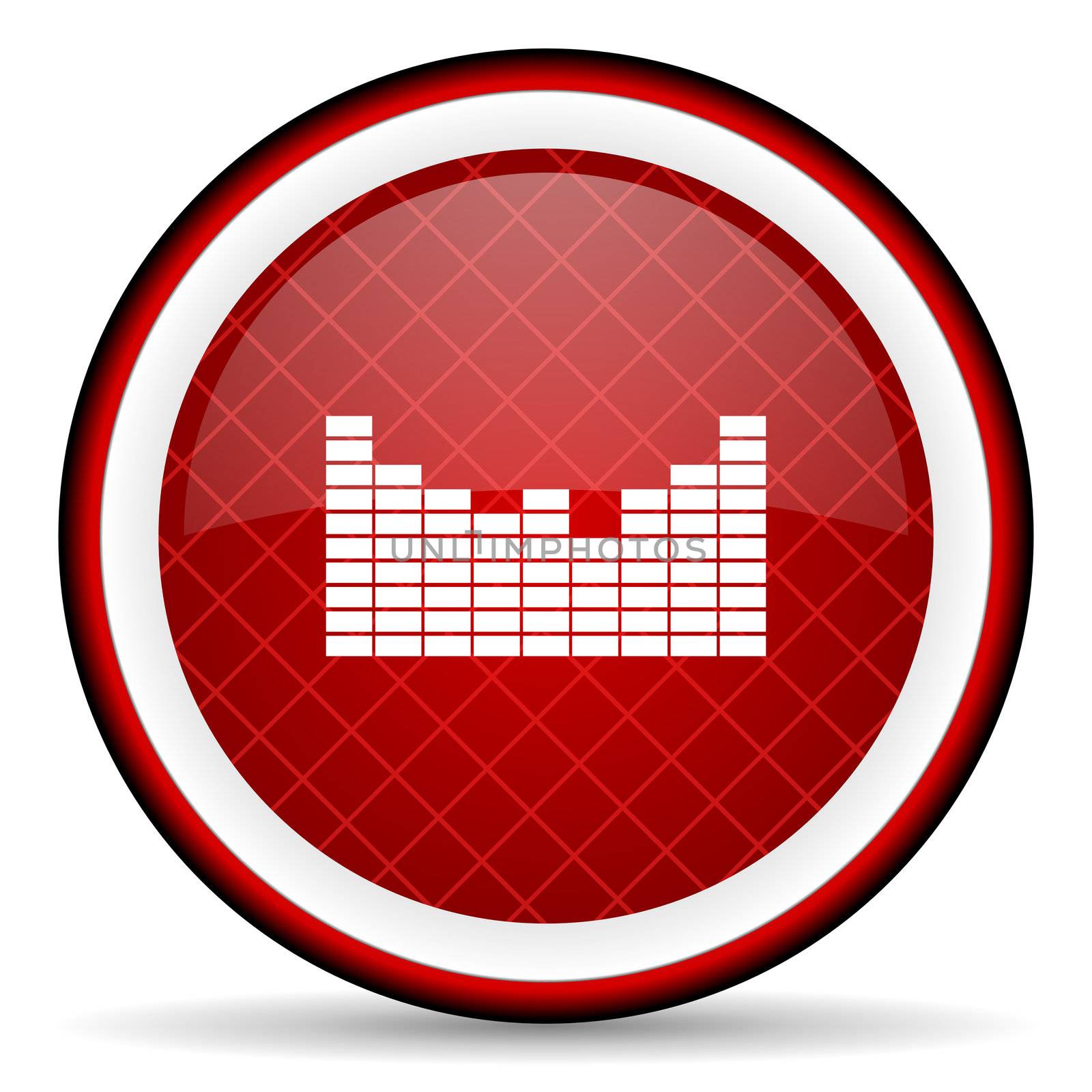 sound red glossy icon on white background