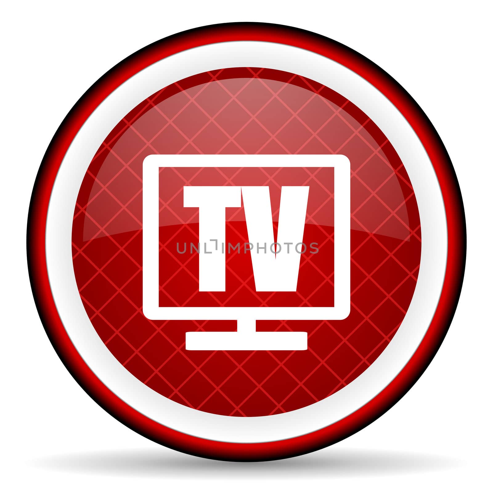 tv red glossy icon on white background