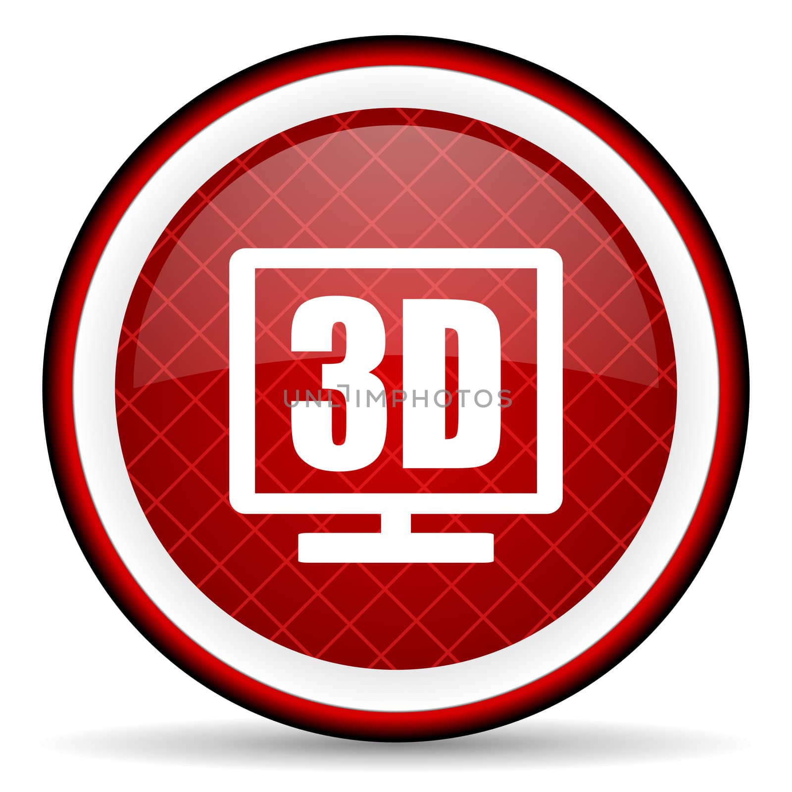 3d display red glossy icon on white background