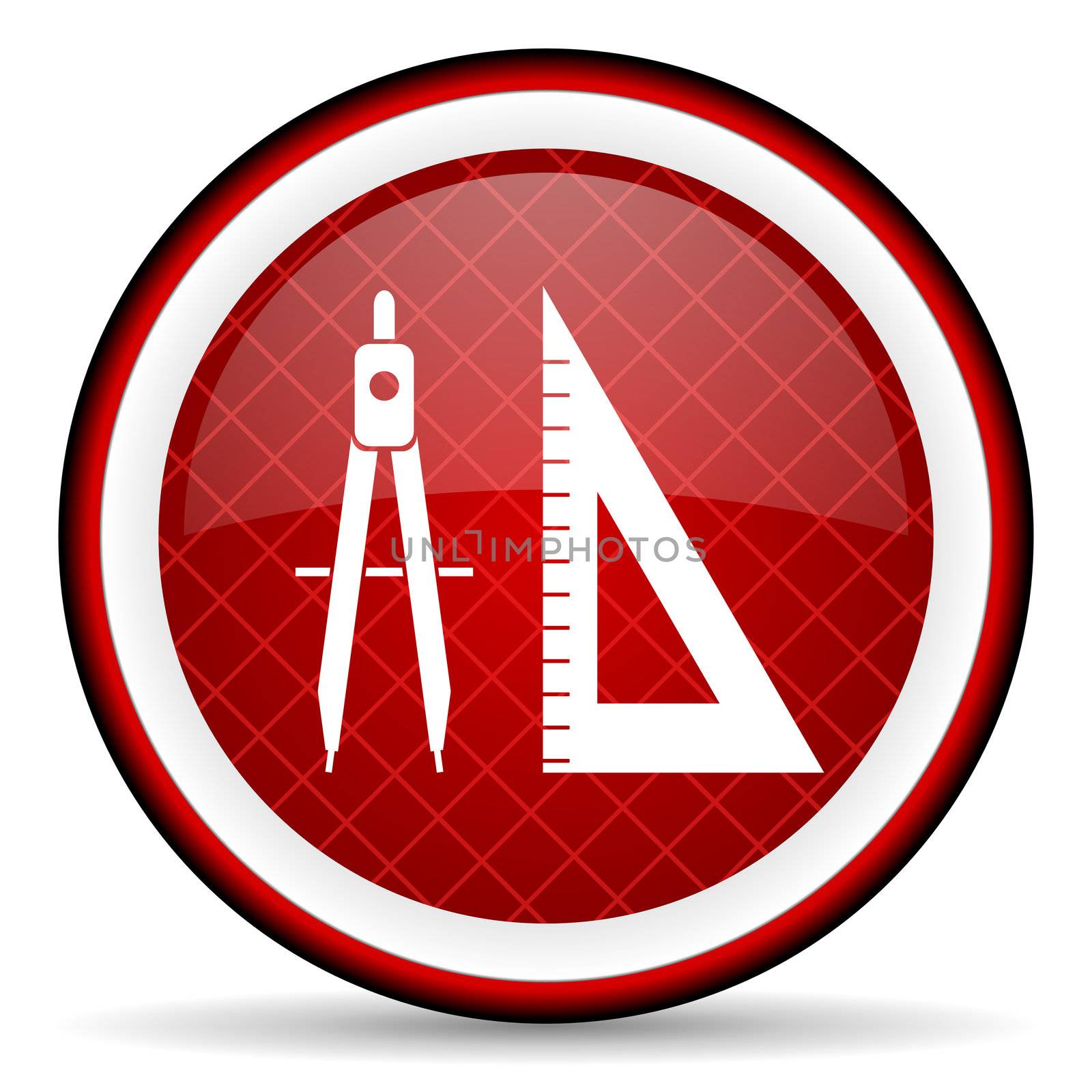 e-learning red glossy icon on white background