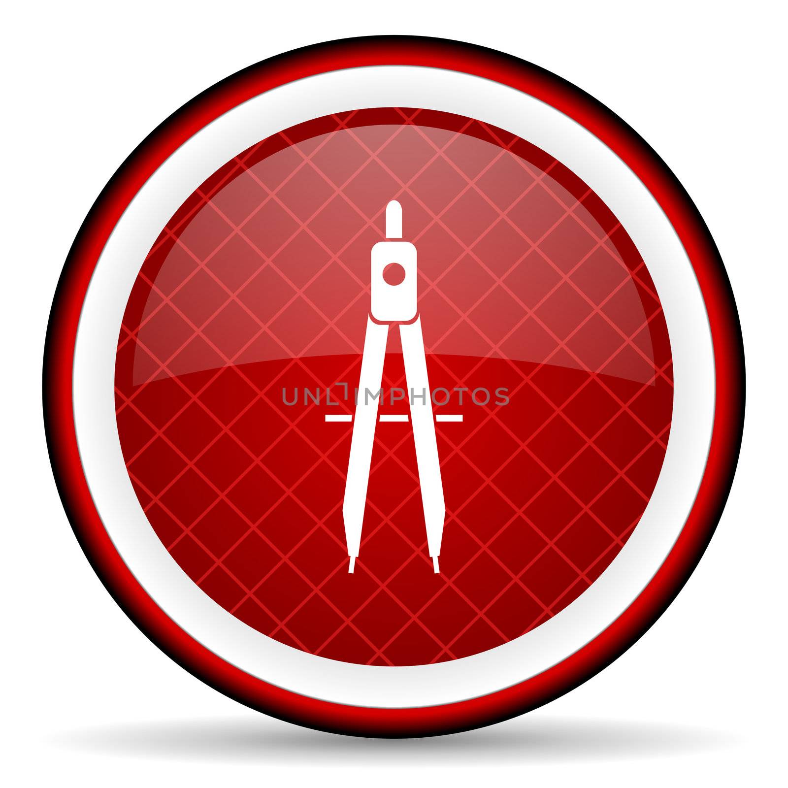 e-learning red glossy icon on white background