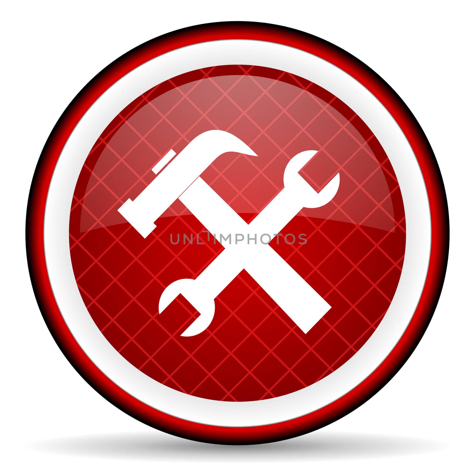 tools red glossy icon on white background