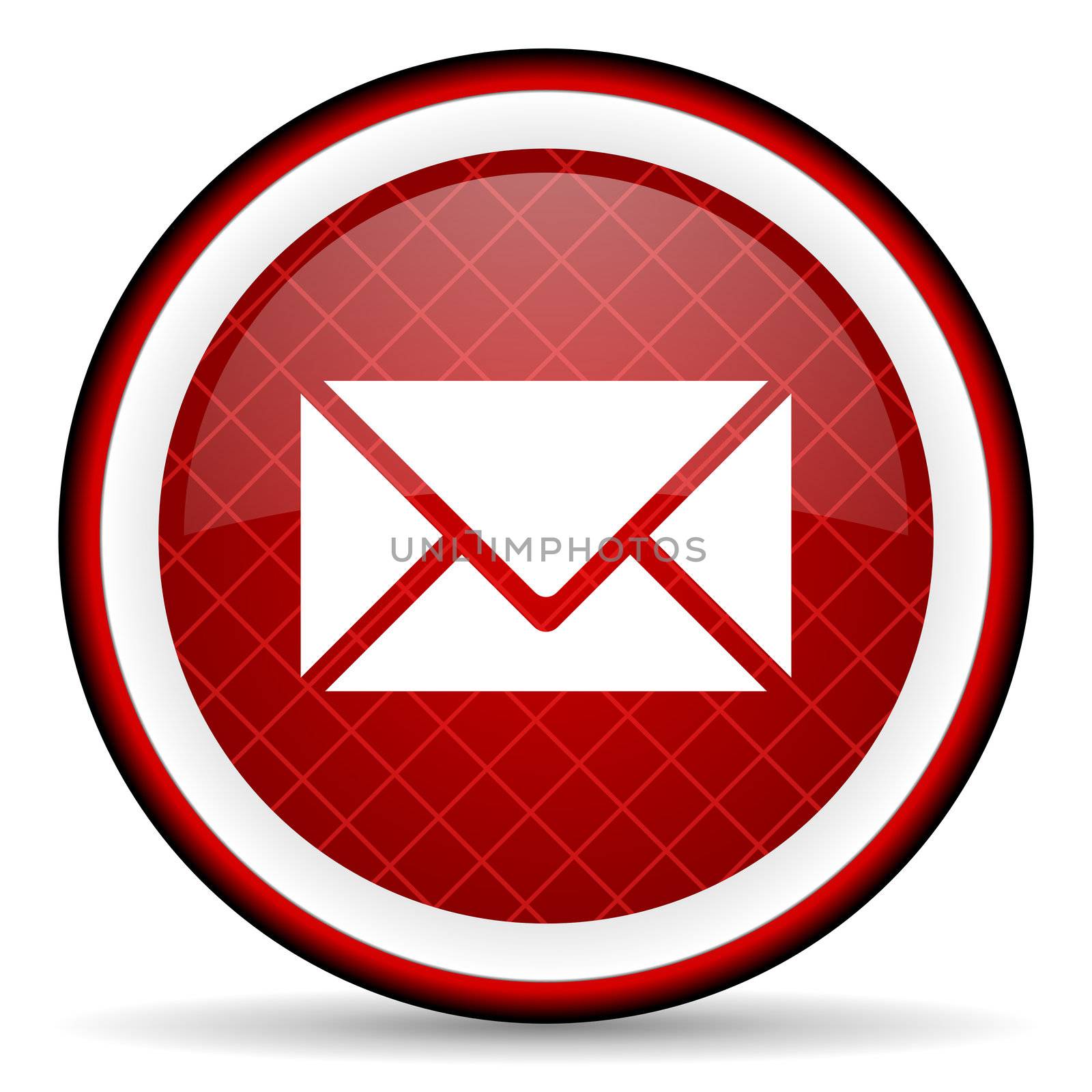 mail red glossy icon on white background