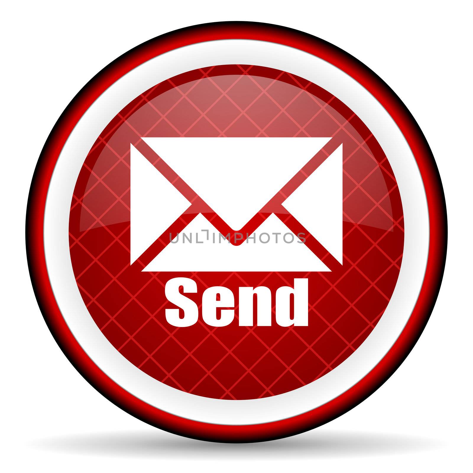 send red glossy icon on white background