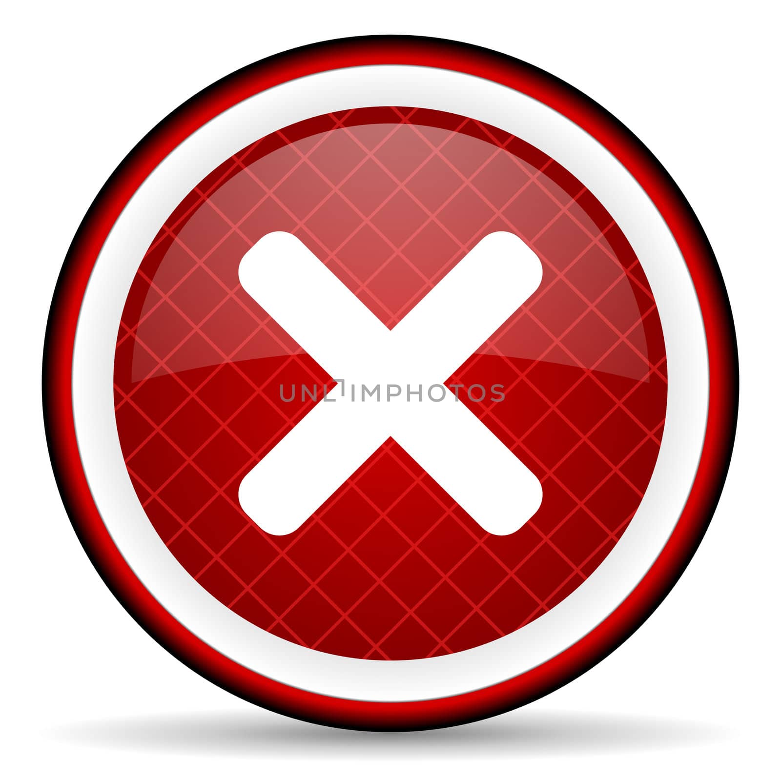 cancel red glossy icon on white background