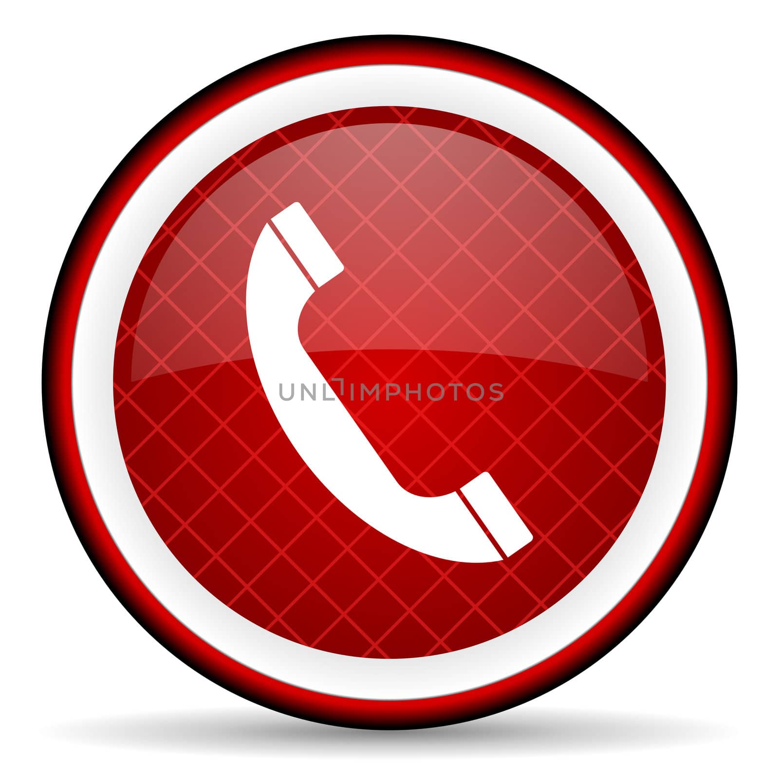 telephone red glossy icon on white background
