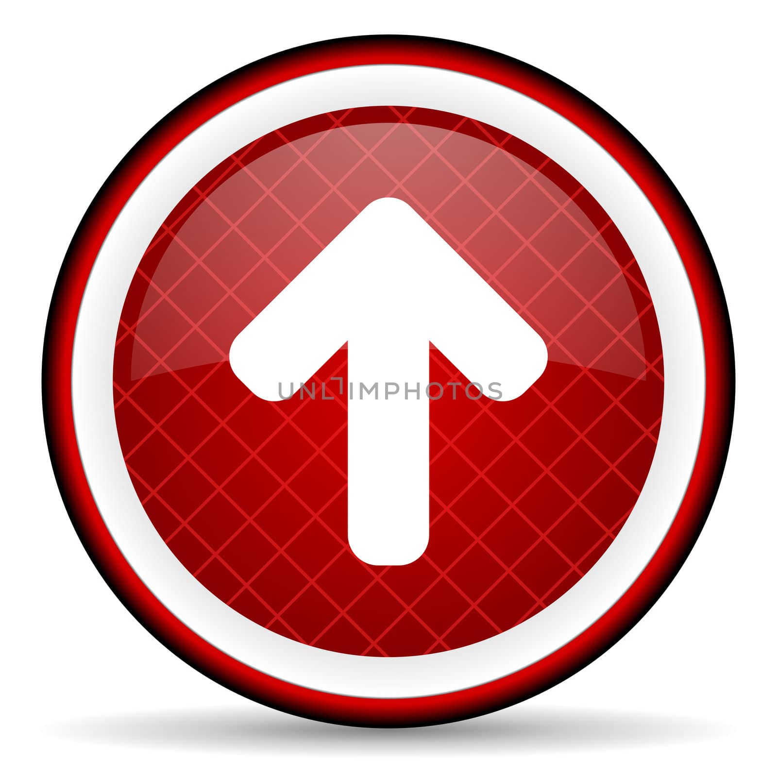 arrow up red glossy icon on white background