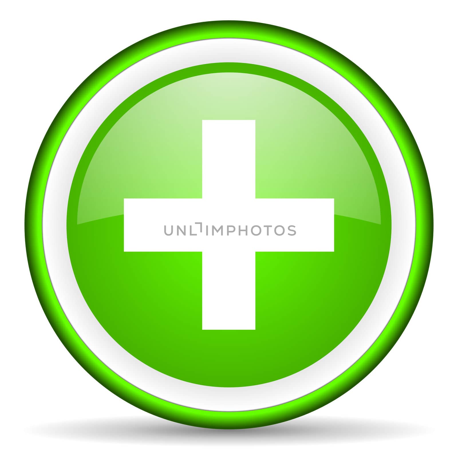 emergency green glossy icon on white background
