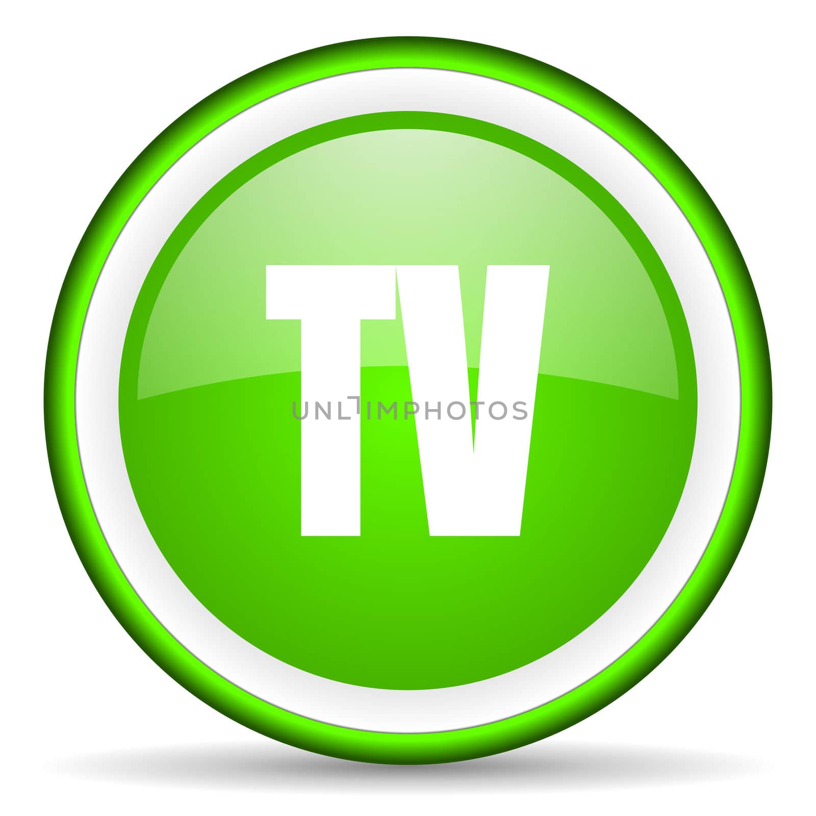 tv green glossy icon on white background