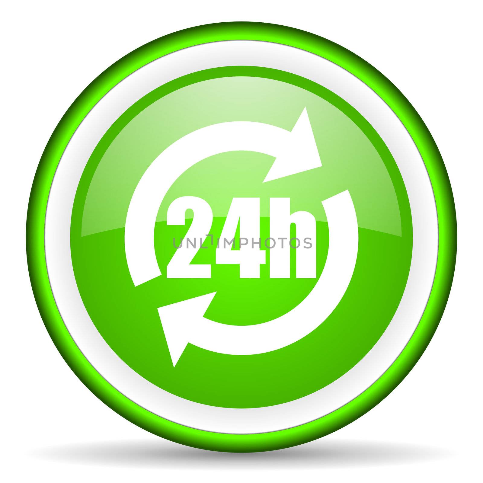 24h green glossy icon on white background