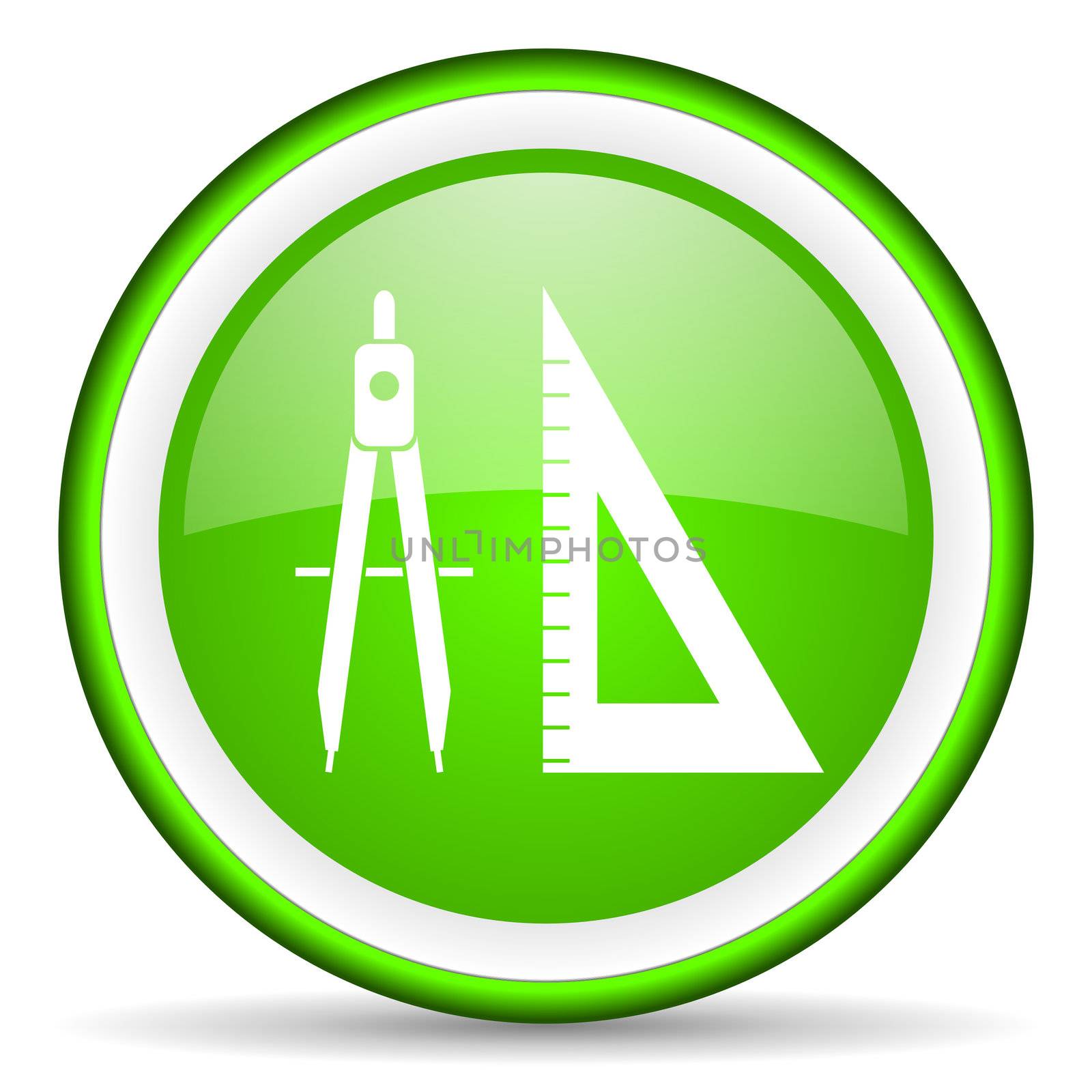 e-learning green glossy icon on white background
