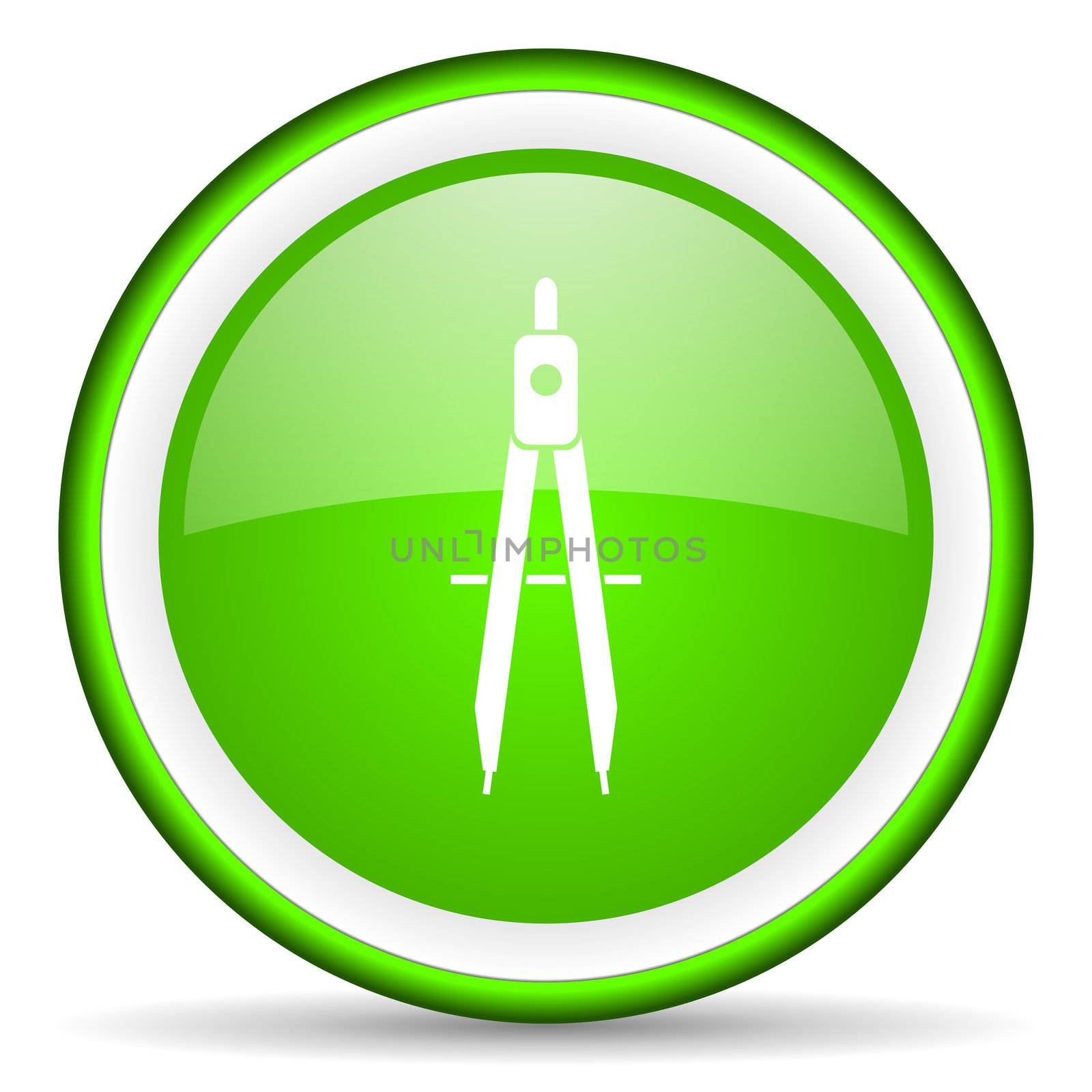 e-learning green glossy icon on white background