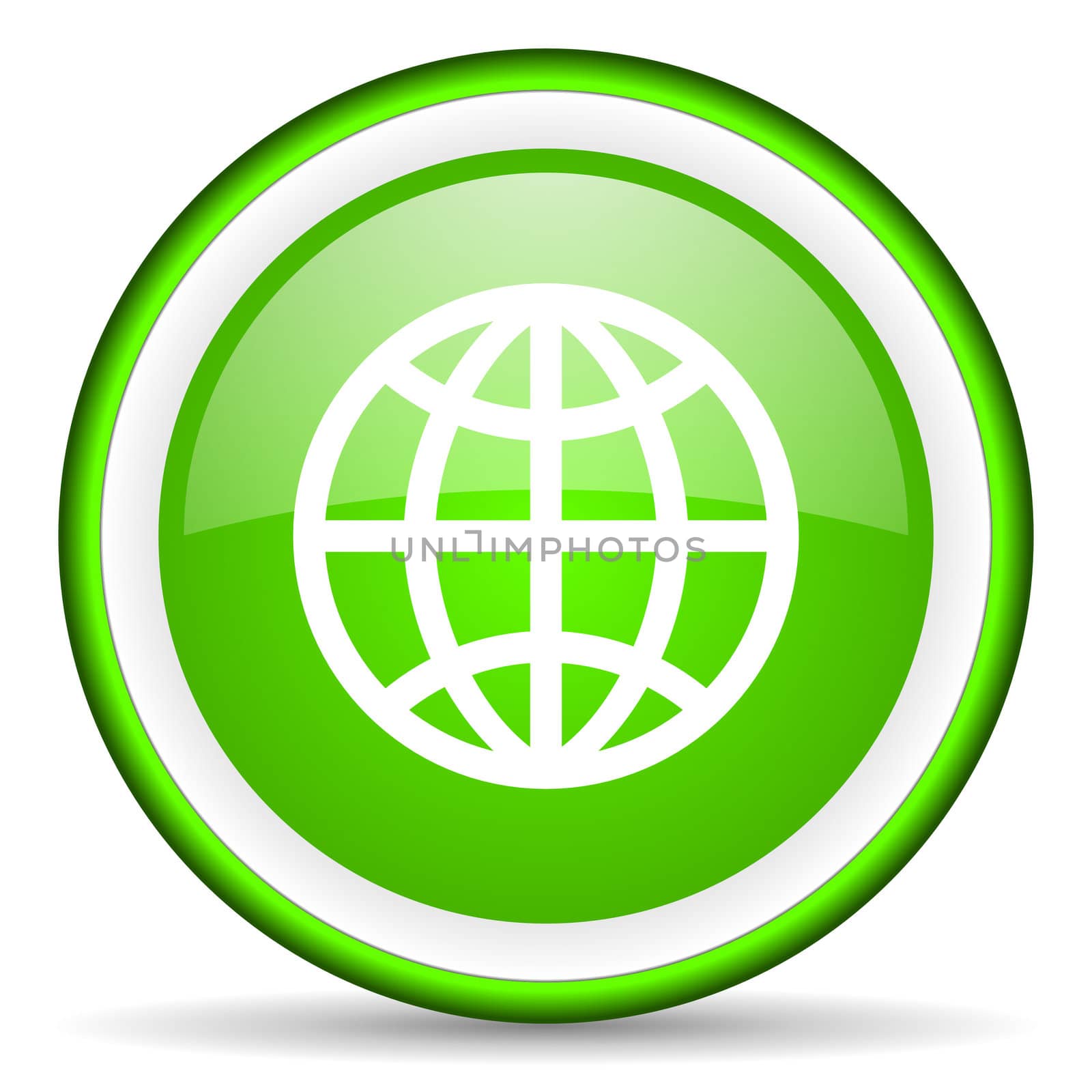earth green glossy icon on white background