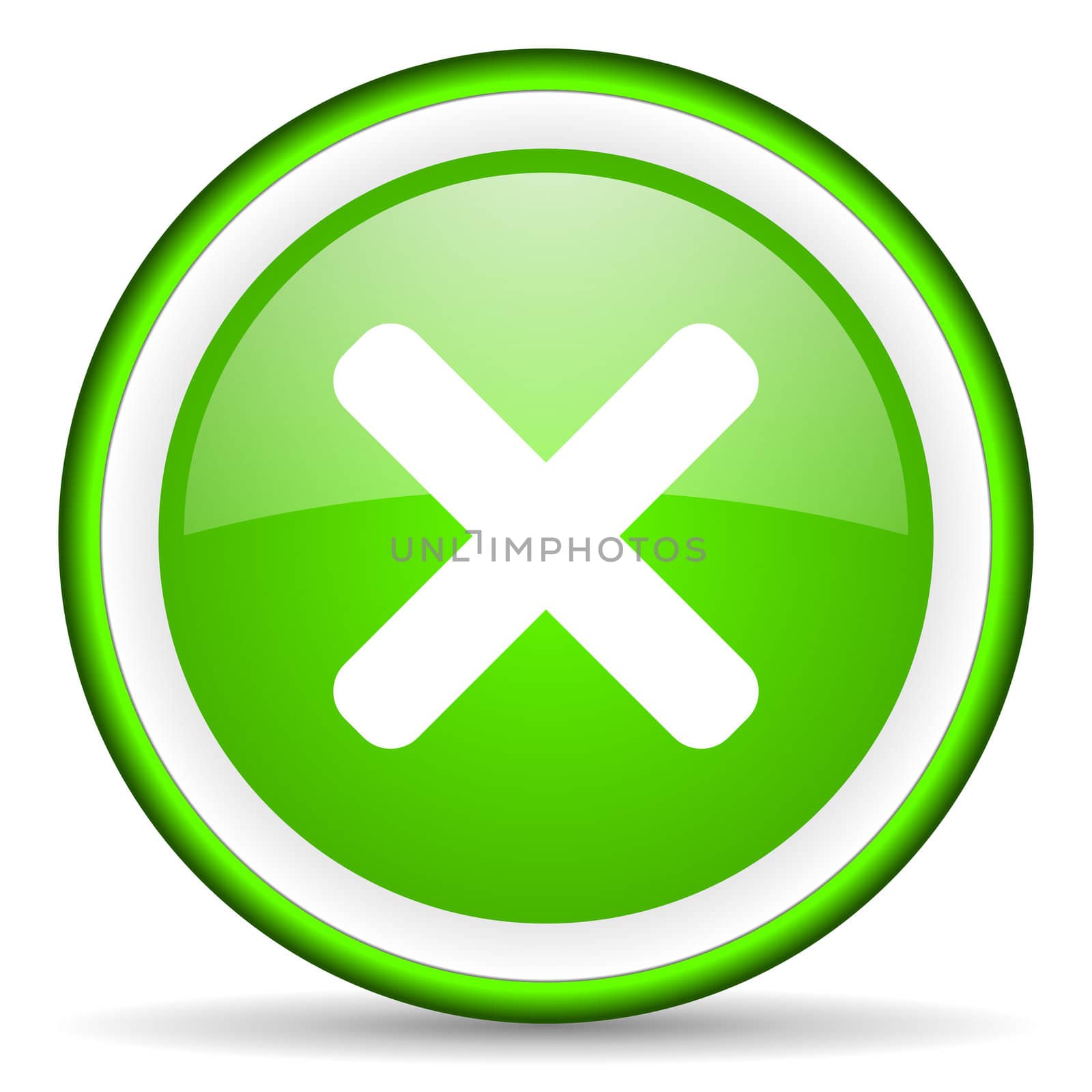 cancel green glossy icon on white background