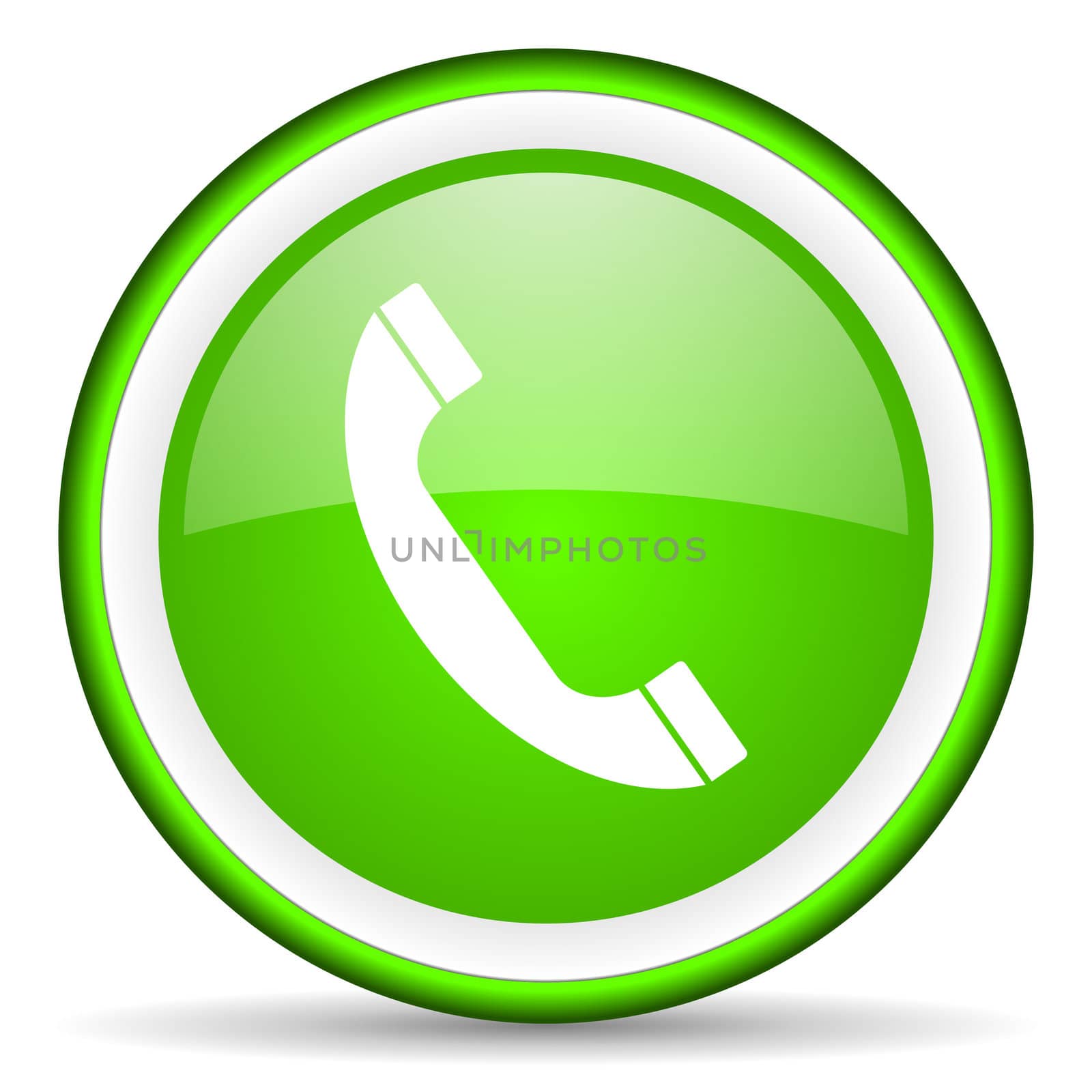 telephone green glossy icon on white background