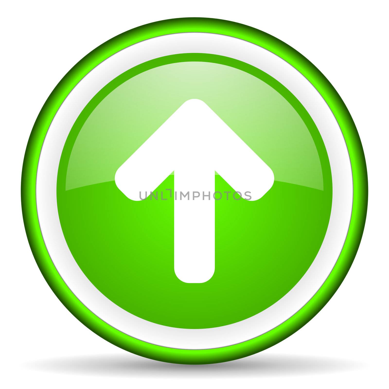 arrow up green glossy icon on white background