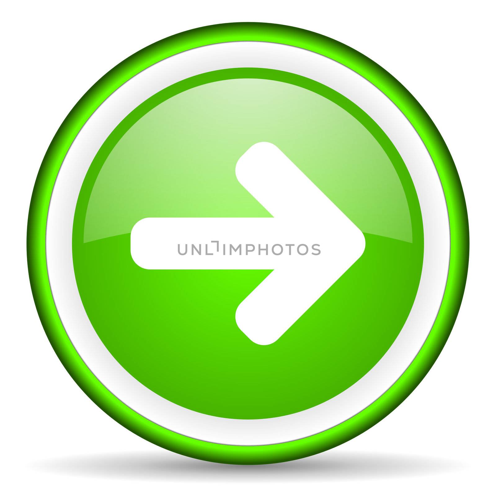 arrow right green glossy icon on white background