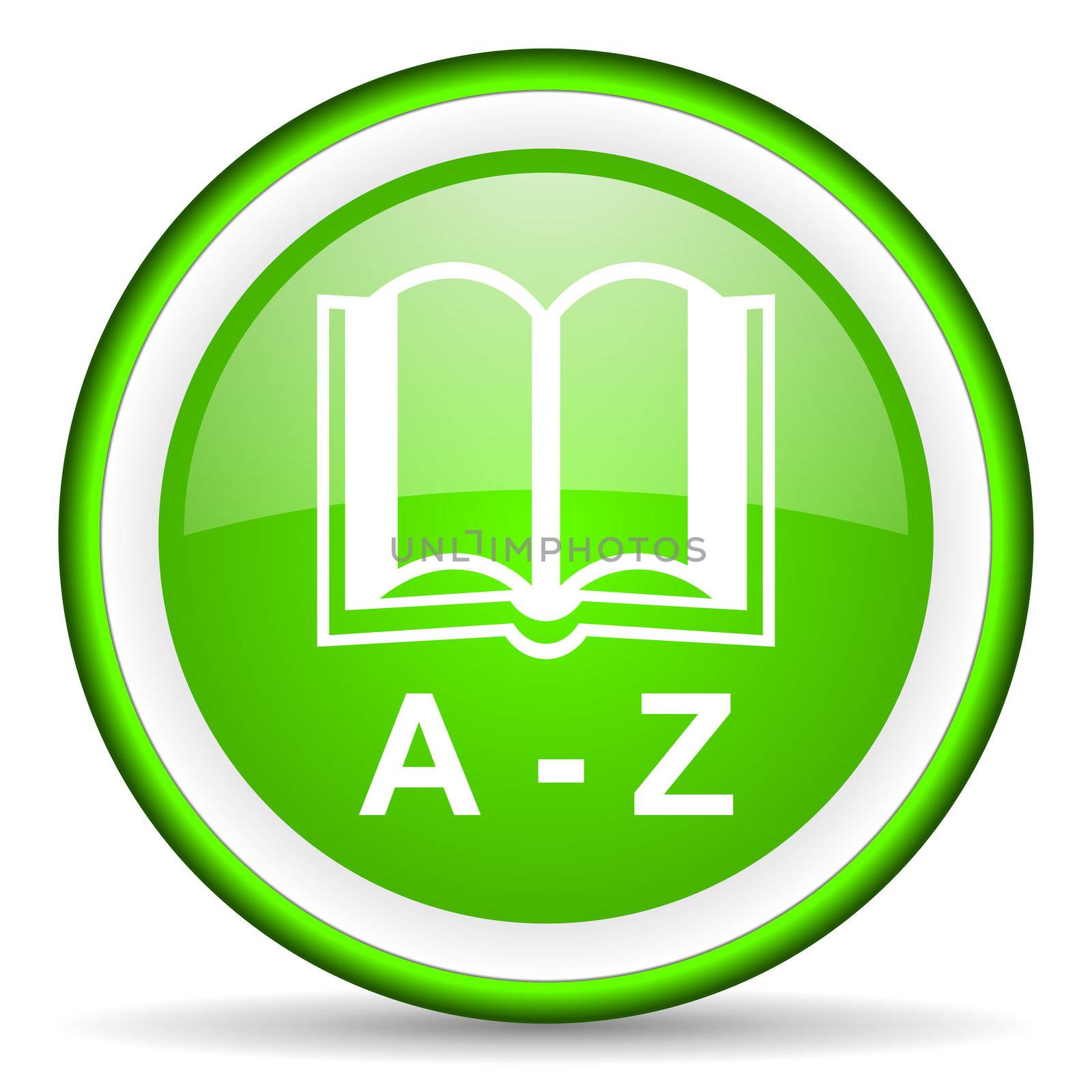 dictionary green glossy icon on white background