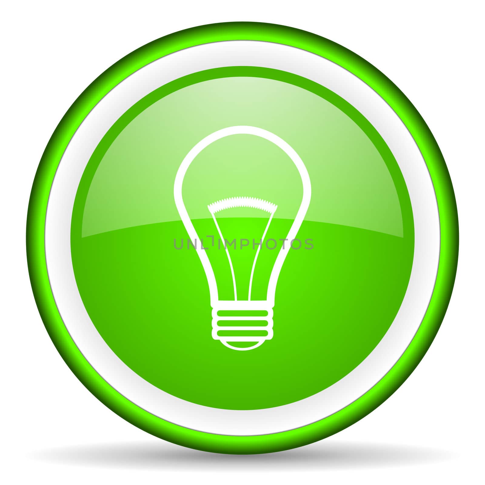light bulb green glossy icon on white background