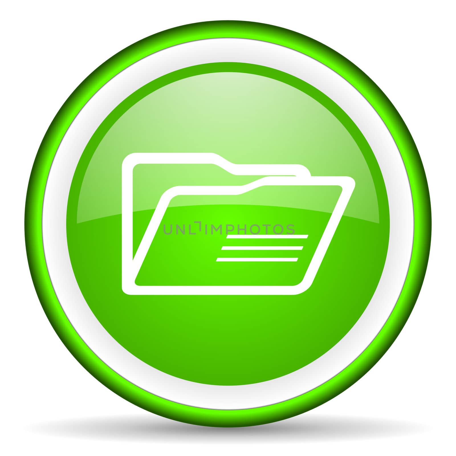 folder green glossy icon on white background