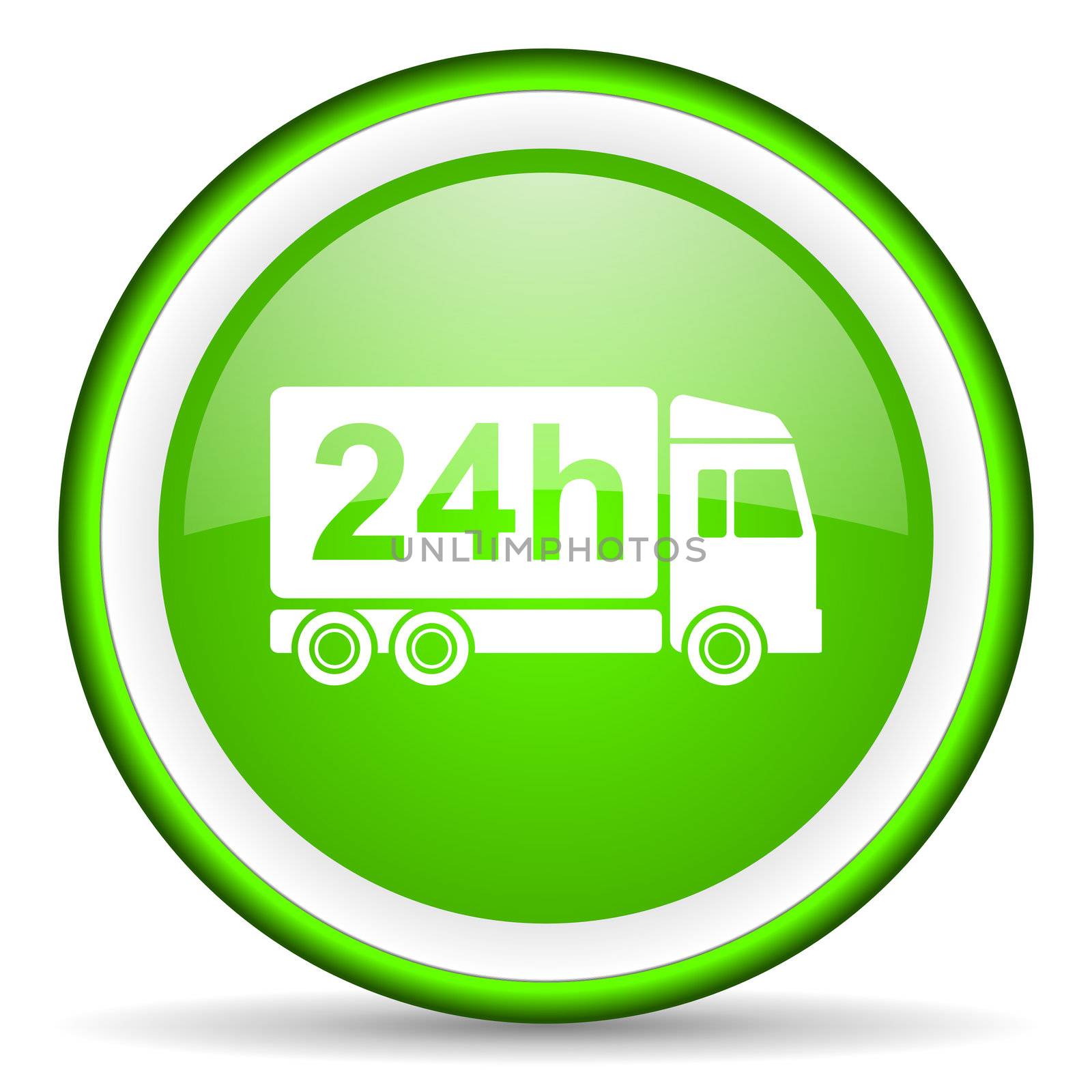 delivery 24h green glossy icon on white background
