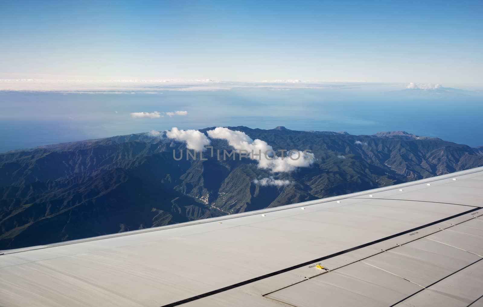 view from airplane window at Gomera