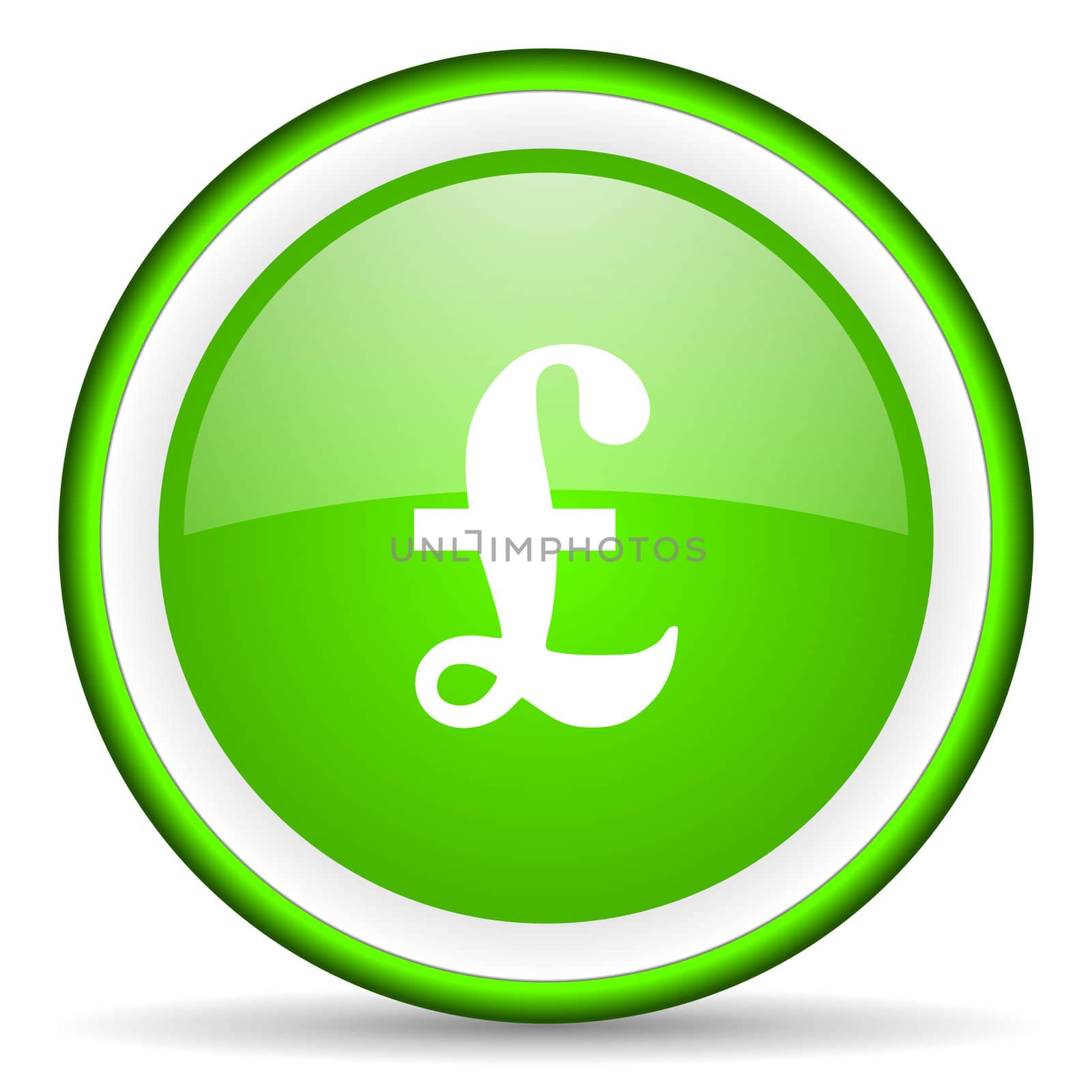 pound green glossy icon on white background