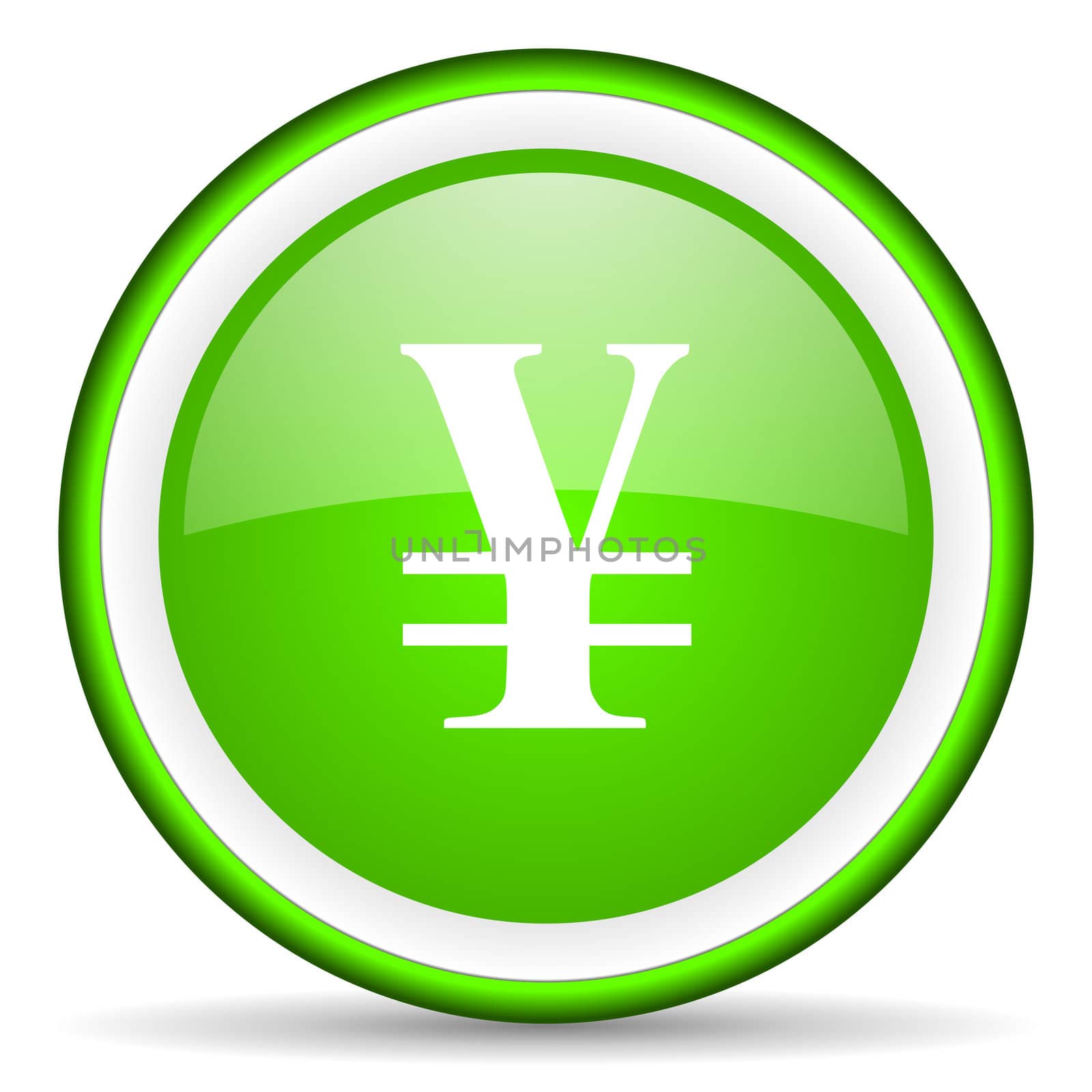 yen green glossy icon on white background