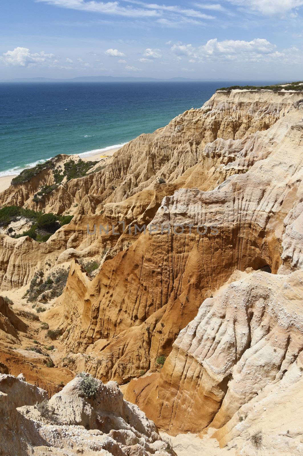 Sandstone cliffs in Gale beach, Comporta , Portugal