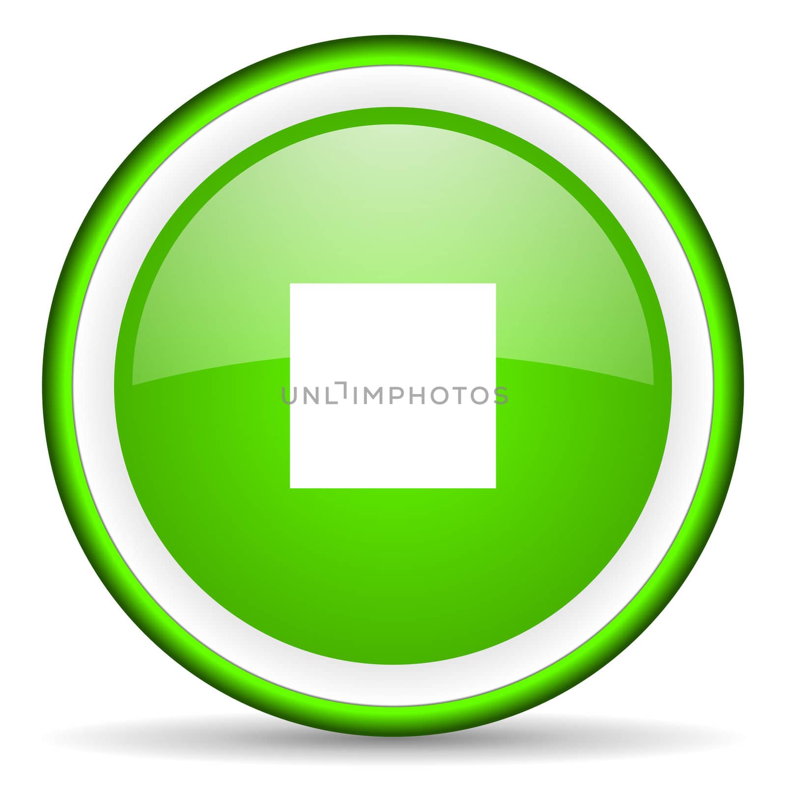 stop green glossy icon on white background