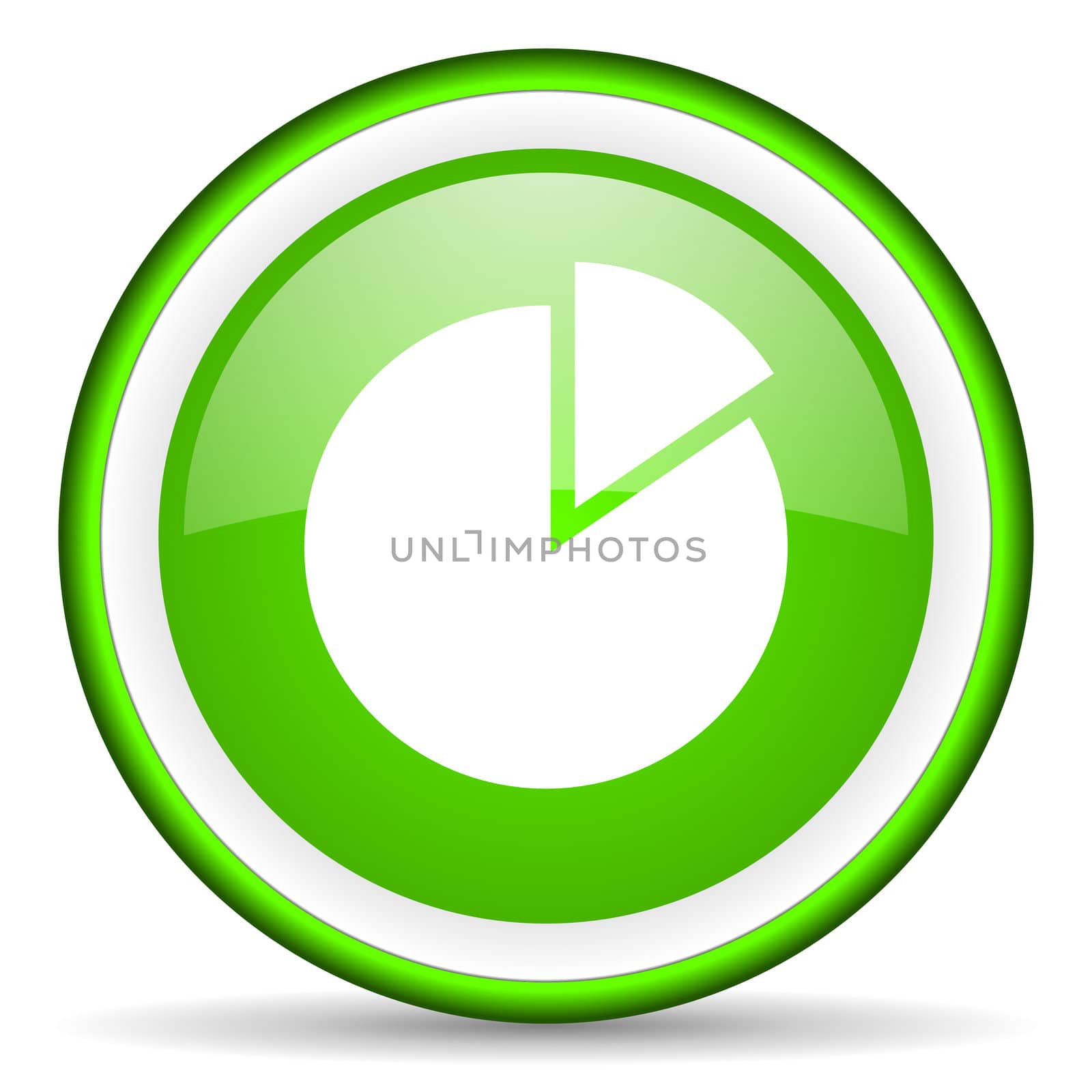 chart green glossy icon on white background