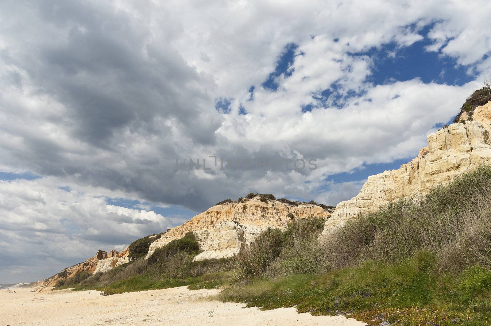 Sandstone cliffs in Gale beach, Comporta , Portugal