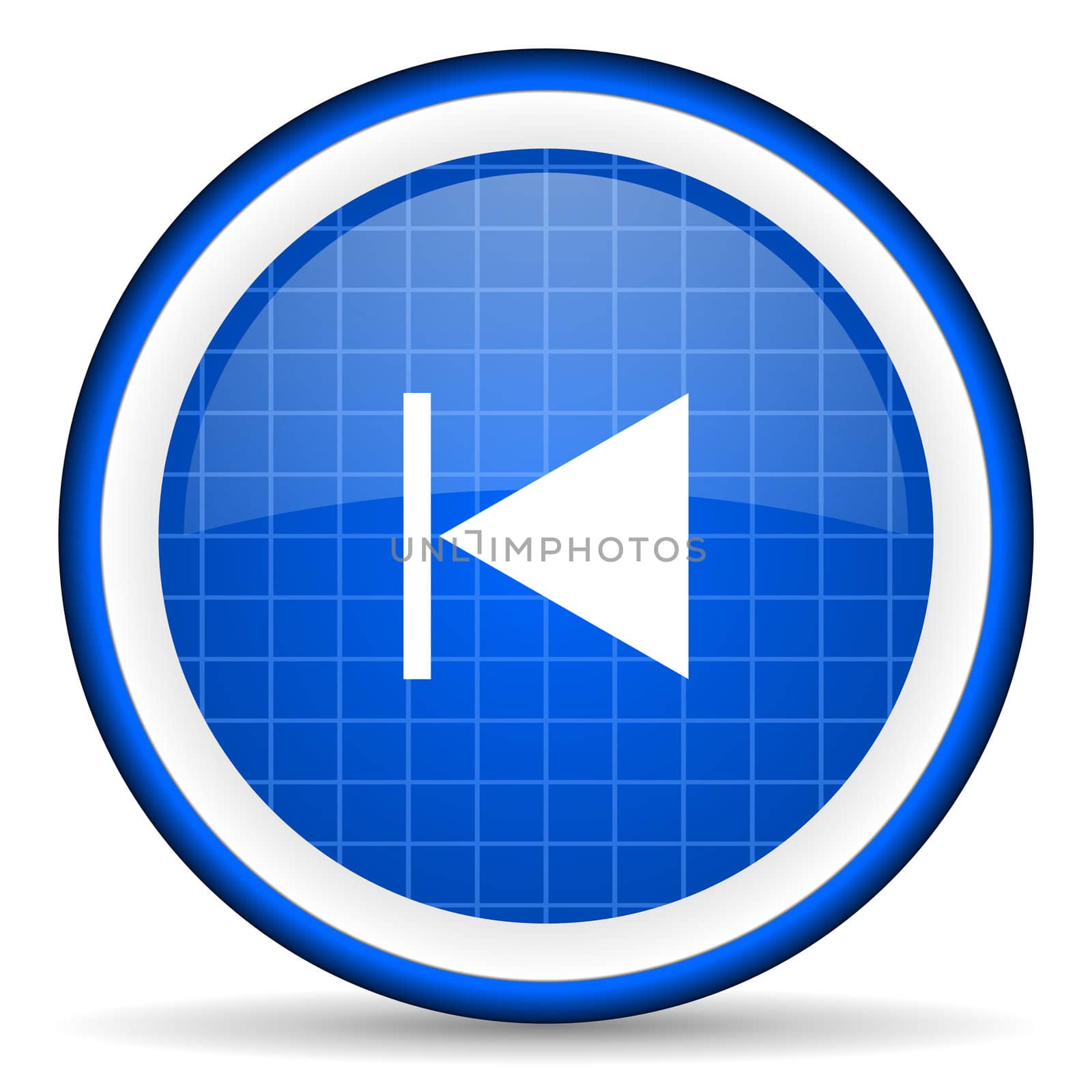 prev blue glossy icon on white background