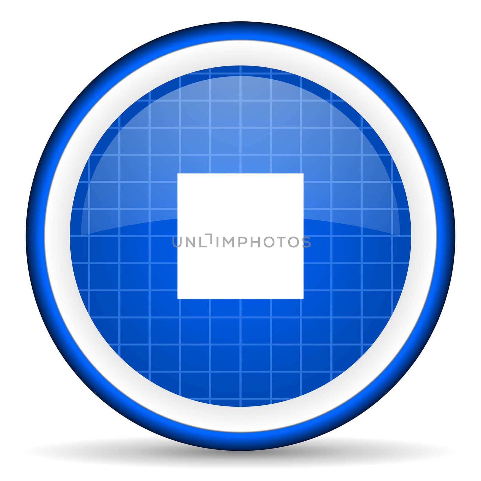stop blue glossy icon on white background